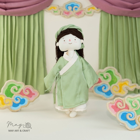 Set Búp bê trang phục phong cách Áo Giao Lĩnh xanh lá và mấn