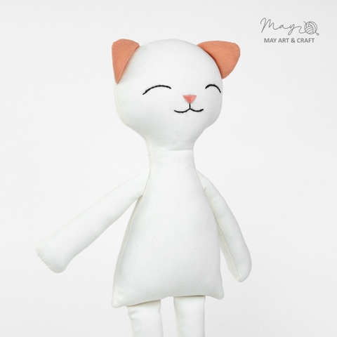 Phôi mèo bông trắng tai hồng