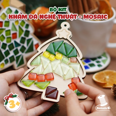 Set 3 hình khảm đá mosaic chủ đề Noel