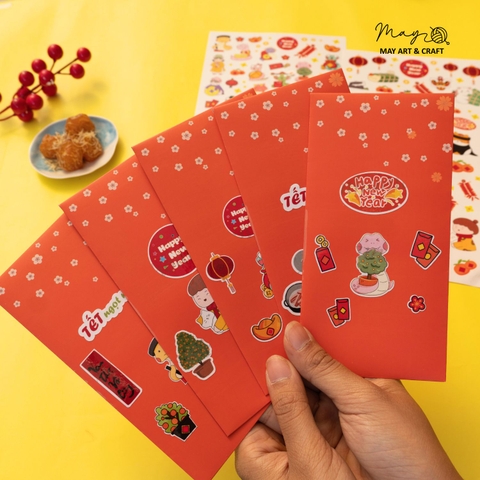 Set trang trí lì xì Tết (20 phôi lì xì + hơn 150 hình sticker)