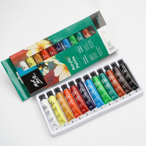 Set 12 tuýp màu vẽ acrylic hãng Mont Marte (12ml)