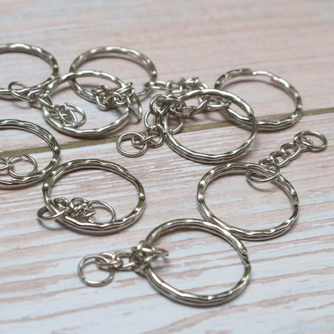 Móc chìa khóa bạc viền gợn sóng 2.5cm (10 chiếc) - 10 chiếc