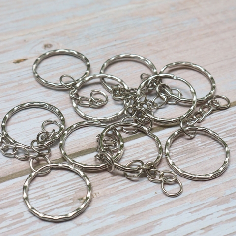 Móc chìa khóa bạc viền gợn sóng 2.5cm (10 chiếc) - 10 chiếc