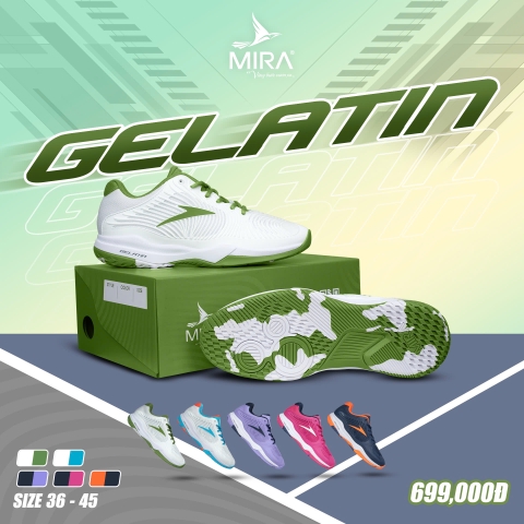 Giày Pickleball Mira Gelatin - Màu Trắng Lính | Size 36 đến 45