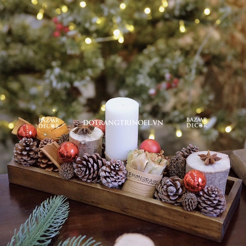 Set khay nến phụ kiện Noel