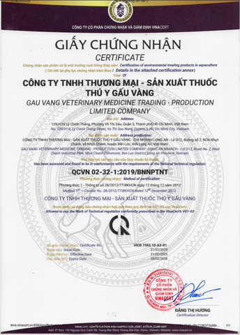 Chứng nhận sản phẩm xử lý môi trường trong chăn nuôi thuỷ sản