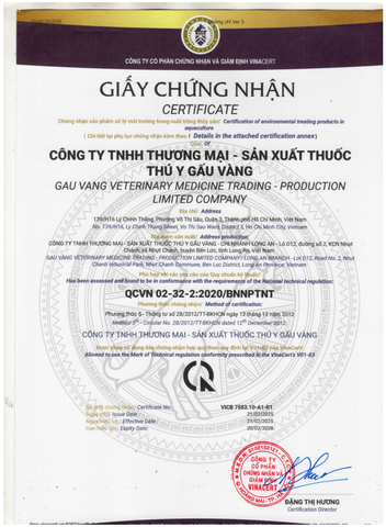 Chứng nhận sản phẩm xử lý môi trường trong chăn nuôi thuỷ sản