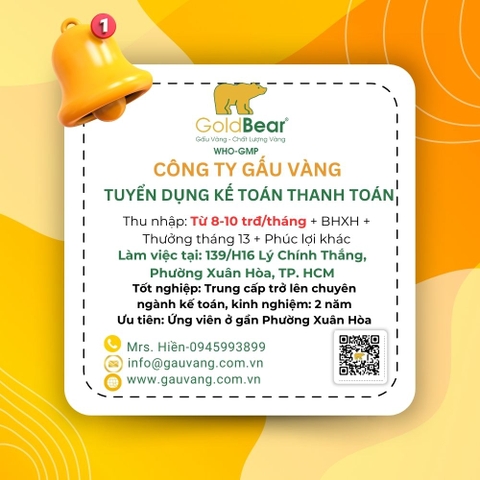 TUYỂN DỤNG - KẾ TOÁN THANH TOÁN (T09/2025)