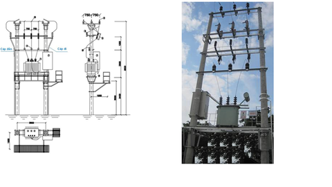 Hệ thống đường dây, trạm biến áp 50KVA-35/0.4KV