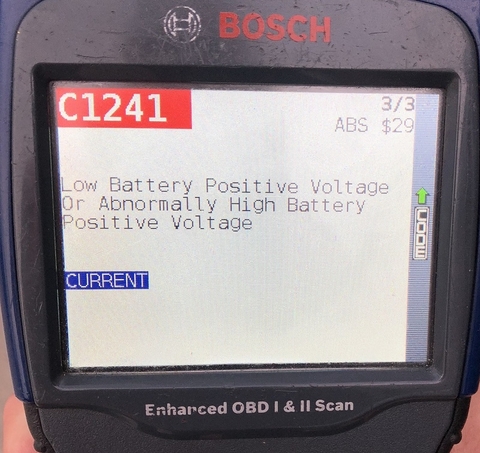 Mã lỗi C1241 code - Lỗi điện áp nguồn cấp thấp