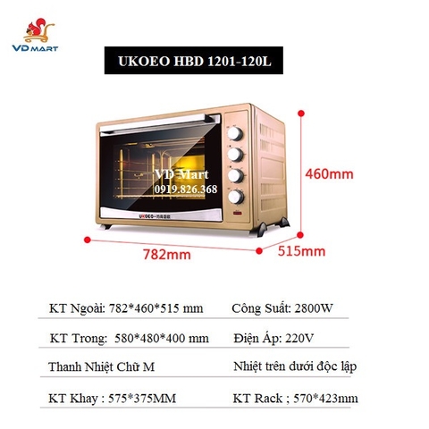 Lò nướng UKOEO 120l HBD 1201