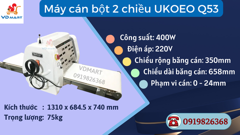 Máy cán bột để bàn 2 chiều Ukoeo Q53