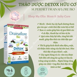 Detox 5 trong 1 SuperDiet Drainaflore Bio Pháp hộp 20 ống 15ml