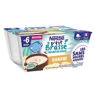 Sữa chua dừa Nestle P'tit 100% thực vật, thích hợp cho bé dị ứng đb 6 tháng+ (4x90g)