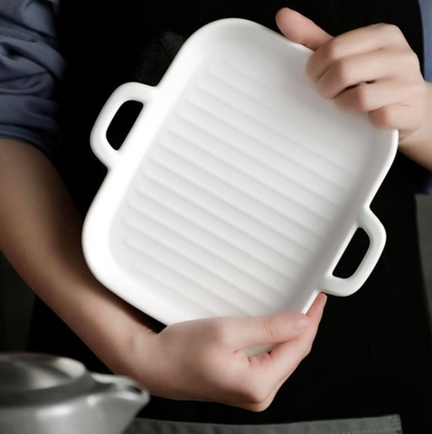 Dĩa gốm sứ hình chảo vuông