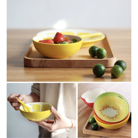 Chén trái cây đủ loại gốm sứ - Kèm muỗng