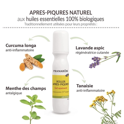 Cây lăn tinh dầu hữu cơ Pranarôm làm dịu vết muỗi cắn cho bé từ 3 tuổi 15ml