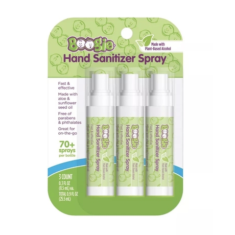Xịt khử trùng tay/khử khuẩn tay cho bé Boogie Hand Sanitizer Spray (8,5ml x 3 chai)