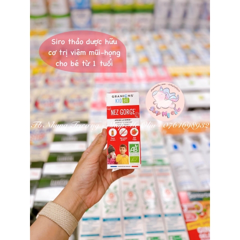 Siro Granions Kid Nez Gorge thảo dược hữu cơ hỗ trợ viêm mũi, họng cho bé từ 1 tuổi 125ml