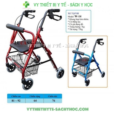 Khung tập đi có ghế ngồi có phanh giỏ đựng đồ LUCASS W14