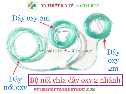 Set Bộ nối, chia dây và 2 dây oxy 2 nhánh - mỗi nhánh 2m