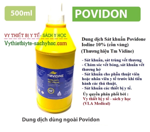 Dung dịch Sát khuẩn Povidone iodine 10% (cồn vàng) (Thương hiệu Tm Vidine)