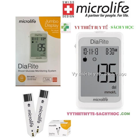 Máy đo đường huyết Microlife DiaRite BGM (Máy + 25 hoặc 50 que thử)