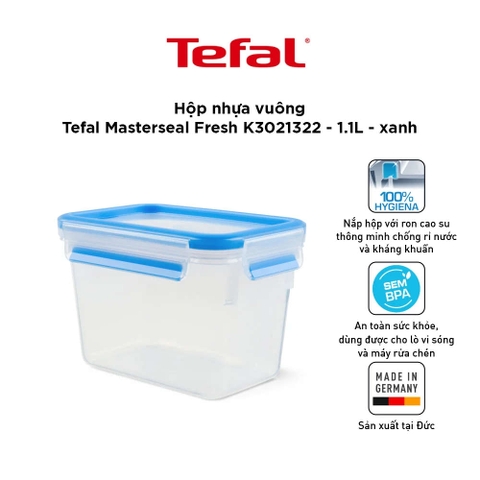 Hộp nhựa vuông 1.1L Tefal Masterseal Fresh K3021322 sản xuất tại Đức