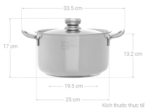 Nồi Inox 3 Đáy 24cm Fivestar FSN24IN005 Nắp inox