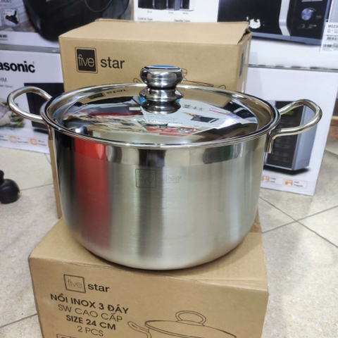 Nồi Inox 3 Đáy 28cm Fivestar FSN28IN003 Nắp inox