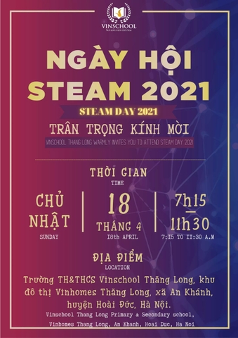 Ngày hội STEAM 2021 Trường TH-THCS Vinschool Thăng Long sắp diễn ra