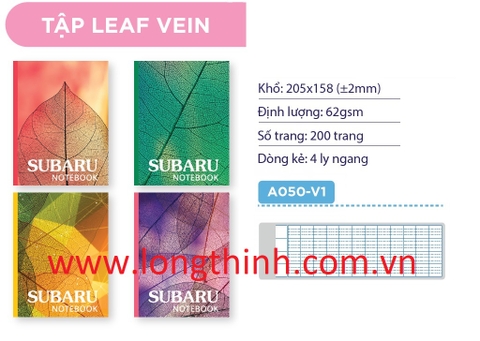 Tập 200 trang Subaru Leaf Vein 62gsm