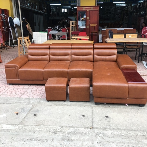 Sofa góc da cao cấp đầu gật gù