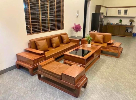 Sofa gỗ sồi đùi gà màu hương bên phải