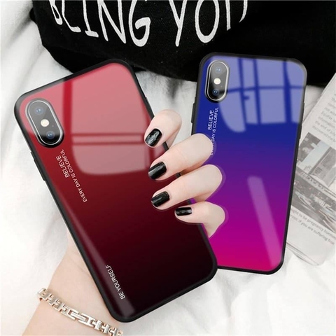 Ốp lưng kính cường lực màu Gradient tuyệt đẹp cho iPhone Xs Max