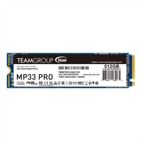SSD 512GB M.2 PCIe Gen3x4 - TeamGroup MP33 Pro (Read/Write: 3500MBs / 3000MBs)
