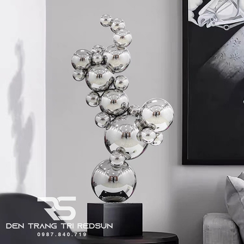 Đồ Trang Trí Nghệ Thuật Phòng Khách, Hành Lang, Sảnh Chờ Điêu Khắc Trừu Tượng Chất Liệu Inox DDC-017