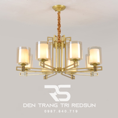 Đèn Chùm Phòng Khách Hiện Đại Phong Cách Indochine Choá Thuỷ Tinh IDC-002