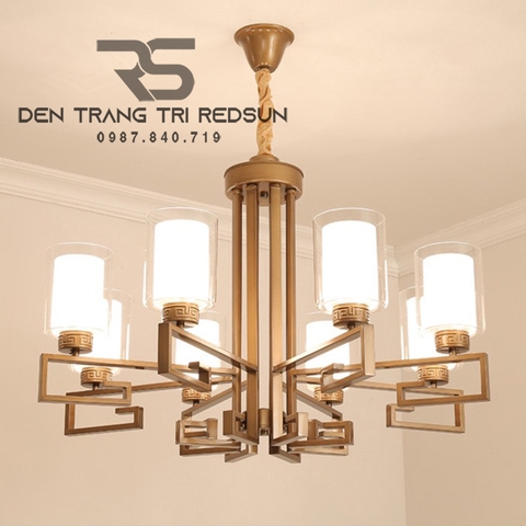 Đèn Chùm Phòng Khách Hiện Đại Phong Cách Indochine Choá Thuỷ Tinh IDC-001