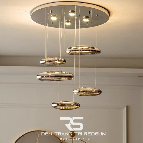 Đèn Thả Phòng Khách Hiện Đại Thuỷ Tinh Giọt Nước Đen Phong Cách Italia DC-T080