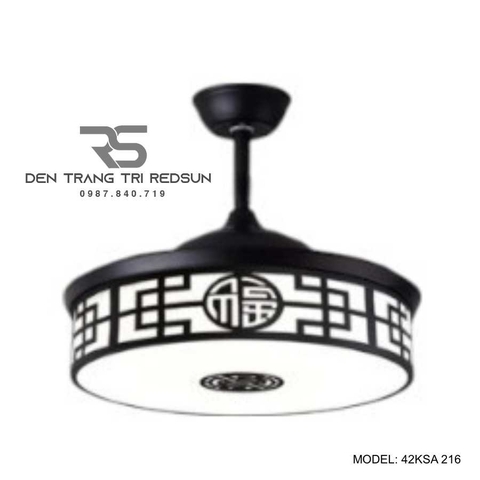 Quạt Trần Đèn Cánh Cụp Xòe Trang Trí Phòng Khách, Phòng Ngủ - 42KSA 216