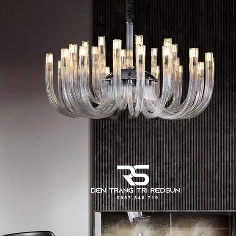 Đèn Chùm Trang Trí Phòng Khách, Sảnh Chờ, Phòng Ăn, Phòng Ngủ Ống Thủy Tinh Phong Cách Bắc Âu DCP-001