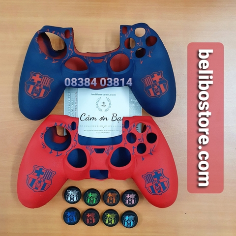 Vỏ bọc cao su silicon mềm bảo vệ tay cầm chơi game PS4 Dualshock 4 Barcelona Barca