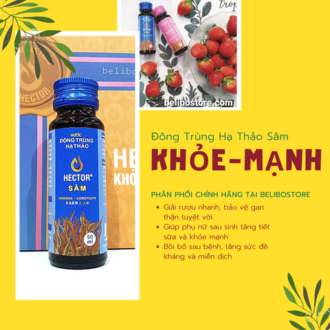 Đông Trùng Hạ Thảo Hector Sâm và Collagen đạt tiêu chuẩn quốc tế Cordyceps Ginseng dạng nước | Date mới chuẩn chính hãng