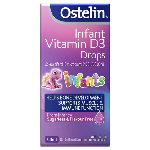 Ostelin Infant Vitamin D3 Drops là một sản phẩm giúp bổ sung vitamin D3 cho trẻ sơ sinh và trẻ nhỏ đến 12 tuổi.