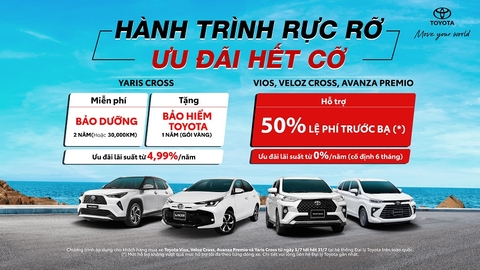 TOYOTA CHÍNH THỨC GIẢM 50% LỆ PHÍ TRƯỚC BẠ NHIỀU DÒNG XE