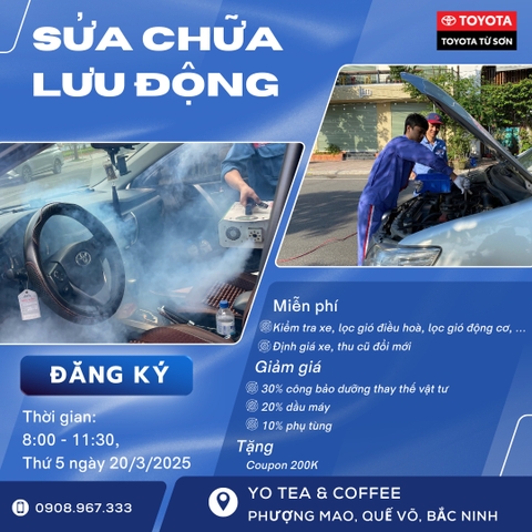 CHƯƠNG TRÌNH SỬA CHỮA LƯU ĐỘNG - ĐỊNH GIÁ XE MIỄN PHÍ TẠI QUẾ VÕ