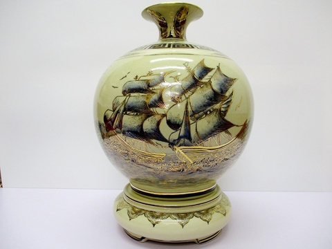 Ý Nghĩa Bình Gốm Chu Đậu Thuận Buồm Xuôi Gió Vẽ Vàng 24K