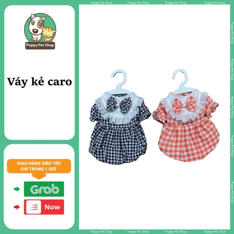 Váy Họa Tiết Kẻ Caro Xinh Xắn Cho Thú Cưng 1-10kg