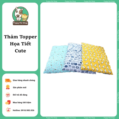 Thảm topper cho thú cưng, chó mèo họa tiết Cute